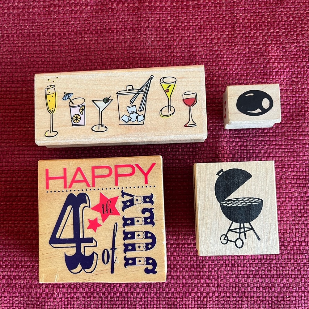 Wooden Stamp Set with Festive Designs
